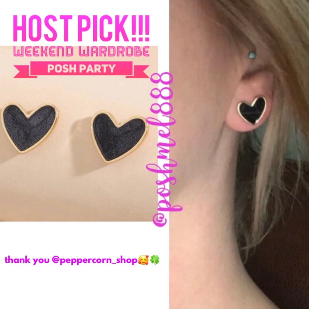 Delicate🖤⚜️Black & Gold Valentines💘Heart Stud Earrings
